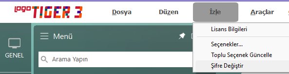 Logo İzle menüsünde Şifre Değiştir seçeneği
