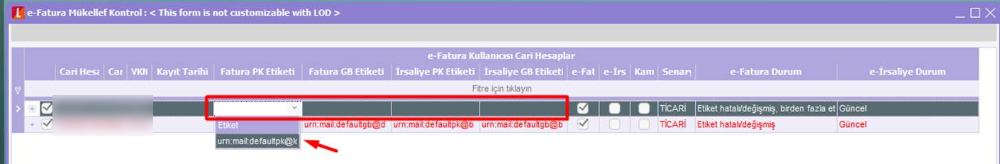 Mükellef kontrolünde etiket seçimi